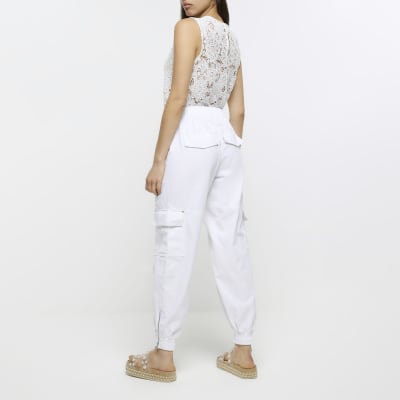 White cargo trousers River Island