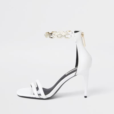 river island white heeled sandals
