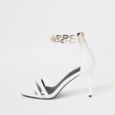 river island white heeled sandals