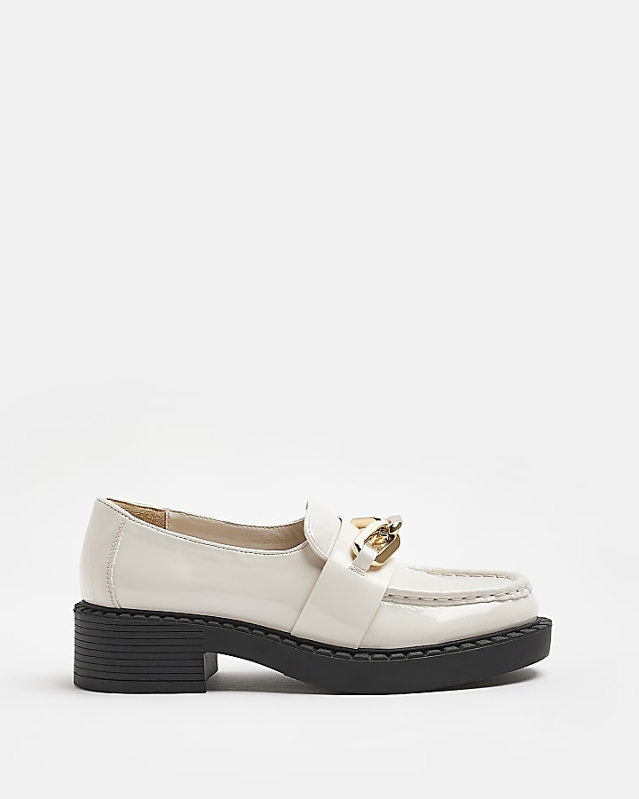 White chain detail chunky loafers