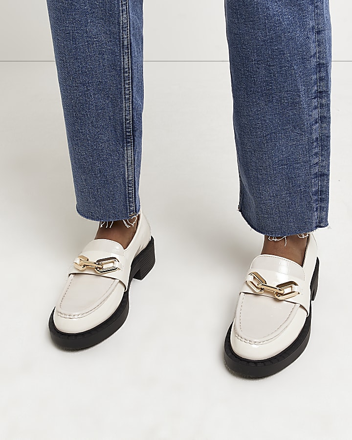 White chain detail chunky loafers