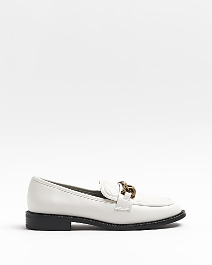 White chain detail loafers