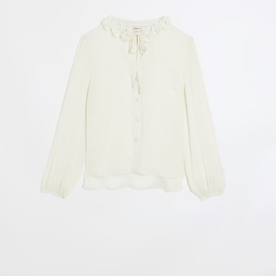 White chiffon corsage blouse | River Island