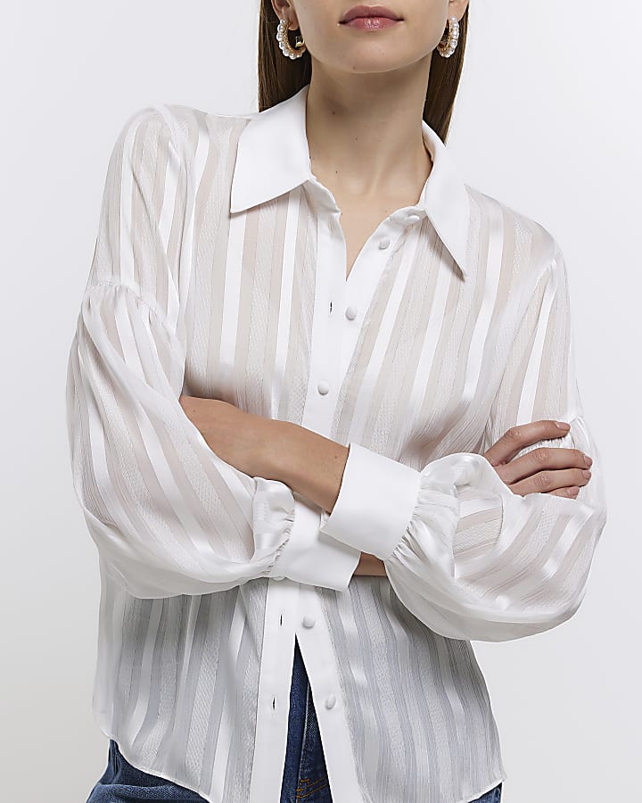 White chiffon stripe shirt