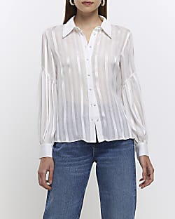 White chiffon striped shirt
