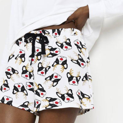 White Christmas printed pyjama shorts River Island