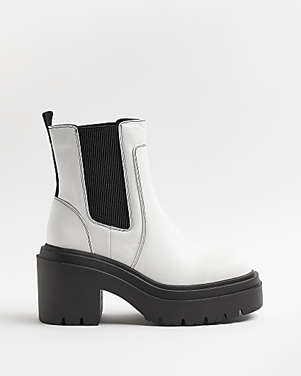 White chunky chelsea boots