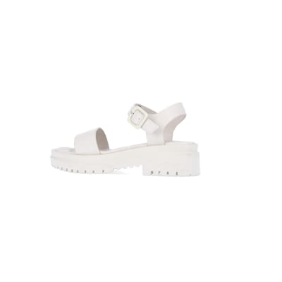 White chunky quilted sandals River Island