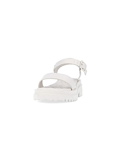 360 degree animation of product White chunky quilted sandals frame-22