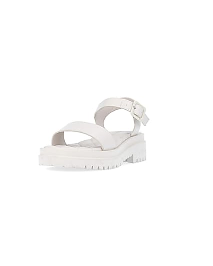 360 degree animation of product White chunky quilted sandals frame-23
