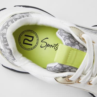 White chunky RI monogram print trainers