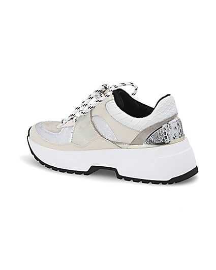 360 degree animation of product White chunky sole lace-up runner frame-5