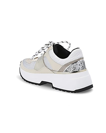360 degree animation of product White chunky sole lace-up runner frame-6