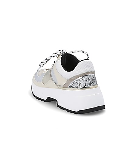 360 degree animation of product White chunky sole lace-up runner frame-7