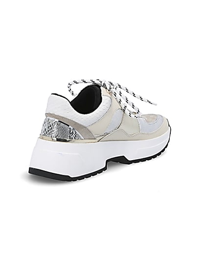 360 degree animation of product White chunky sole lace-up runner frame-12
