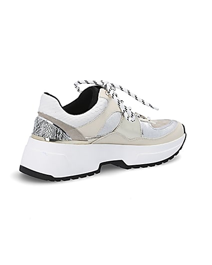 360 degree animation of product White chunky sole lace-up runner frame-13
