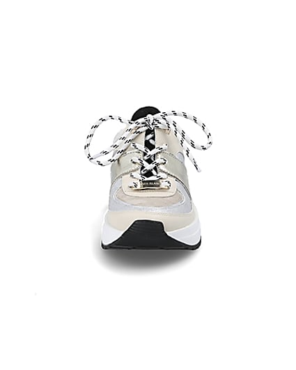 360 degree animation of product White chunky sole lace-up runner frame-21