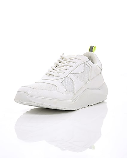 360 degree animation of product White chunky sole lace-up trainers frame-1