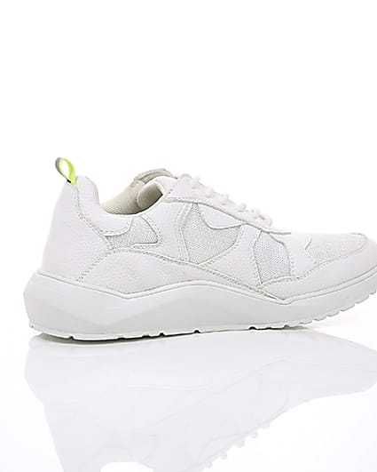 360 degree animation of product White chunky sole lace-up trainers frame-11