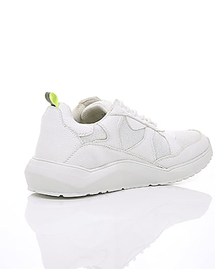 360 degree animation of product White chunky sole lace-up trainers frame-12
