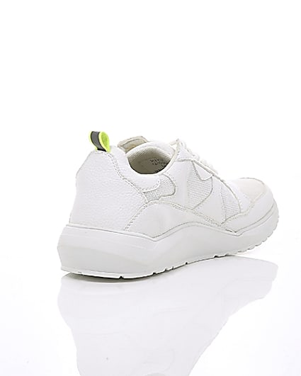 360 degree animation of product White chunky sole lace-up trainers frame-13