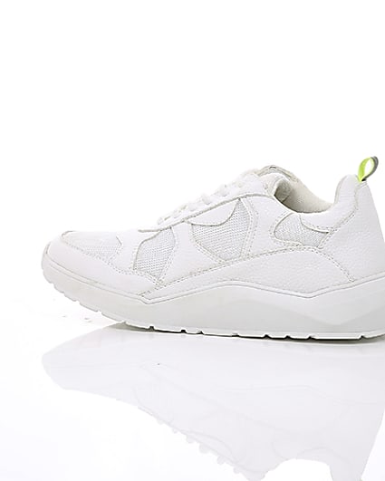 360 degree animation of product White chunky sole lace-up trainers frame-20