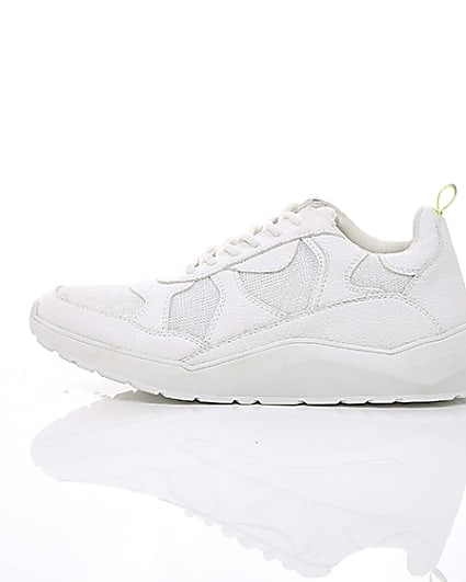 360 degree animation of product White chunky sole lace-up trainers frame-21