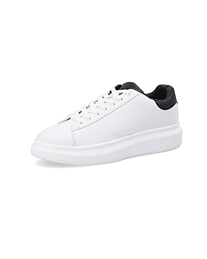 360 degree animation of product White chunky sole lace-up trainers frame-1