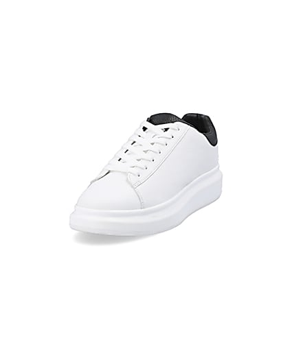 360 degree animation of product White chunky sole lace-up trainers frame-23