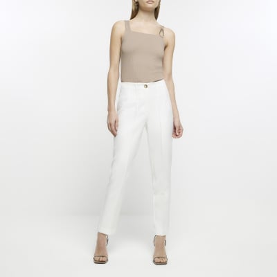 White cigarette trousers