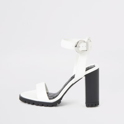 river island black block heel sandals