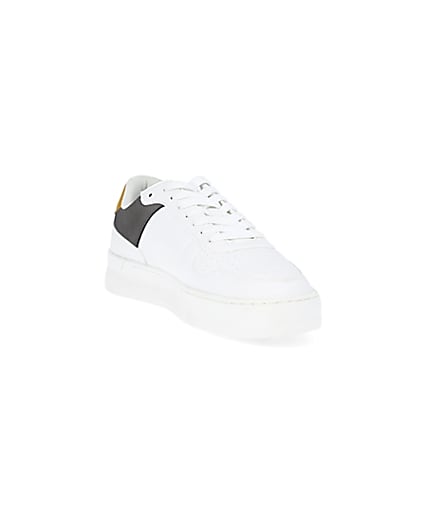 360 degree animation of product White colour block lace up trainers frame-19