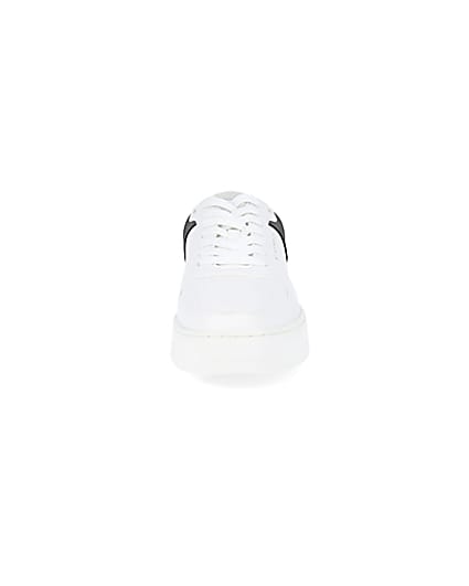 360 degree animation of product White colour block lace up trainers frame-21
