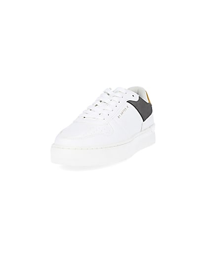 360 degree animation of product White colour block lace up trainers frame-23
