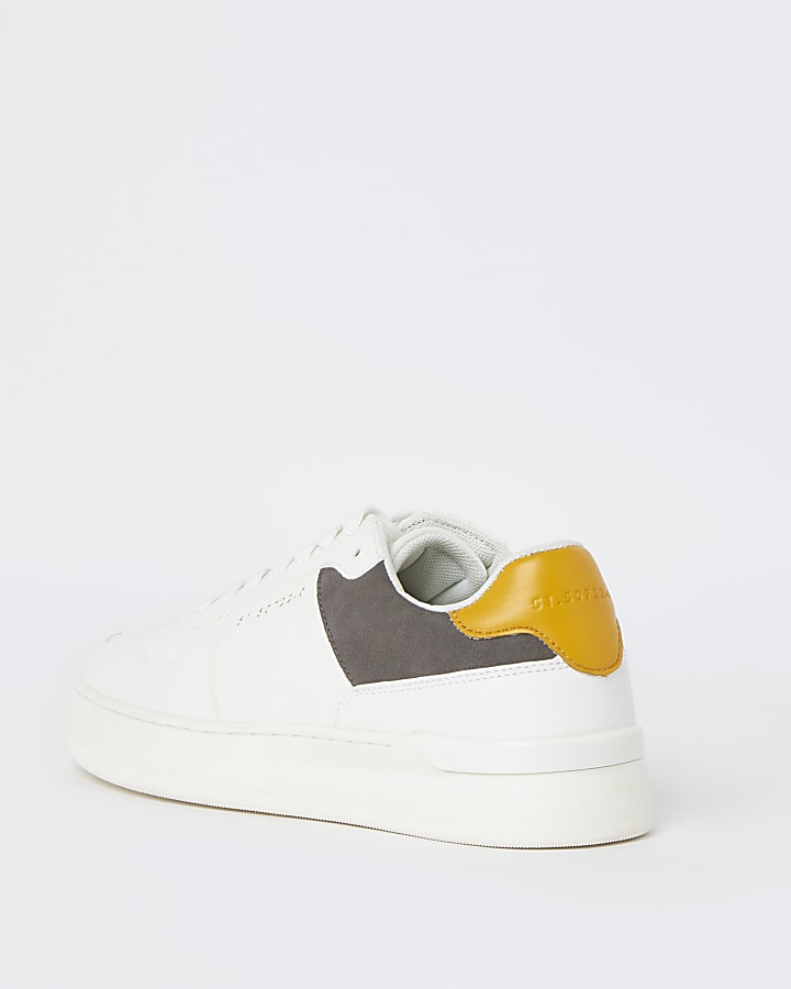 White colour block lace up trainers