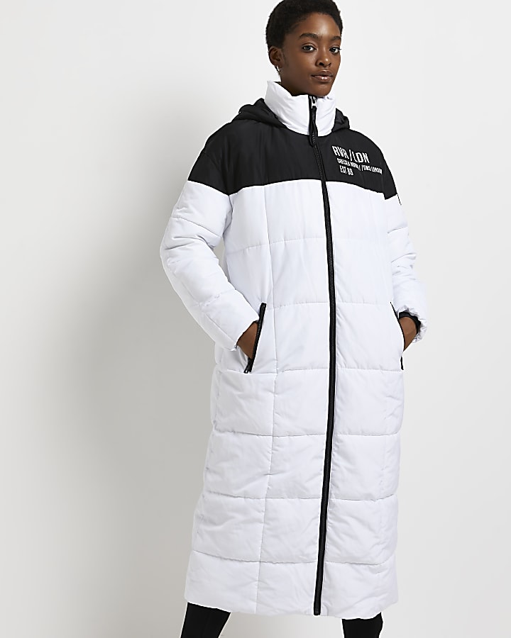 White colour block padded coat