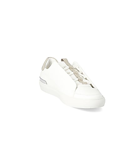 360 degree animation of product White concealed lace cupsole trainers frame-19
