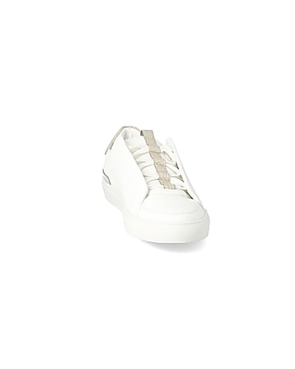 360 degree animation of product White concealed lace cupsole trainers frame-20