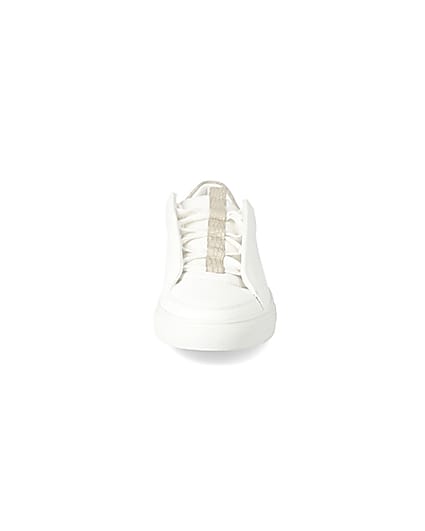 360 degree animation of product White concealed lace cupsole trainers frame-21