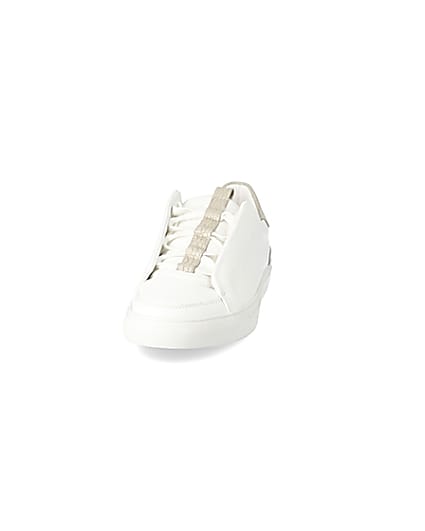 360 degree animation of product White concealed lace cupsole trainers frame-22