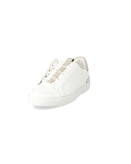 360 degree animation of product White concealed lace cupsole trainers frame-23