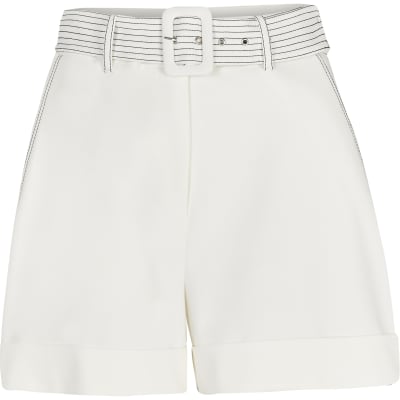 river island white shorts