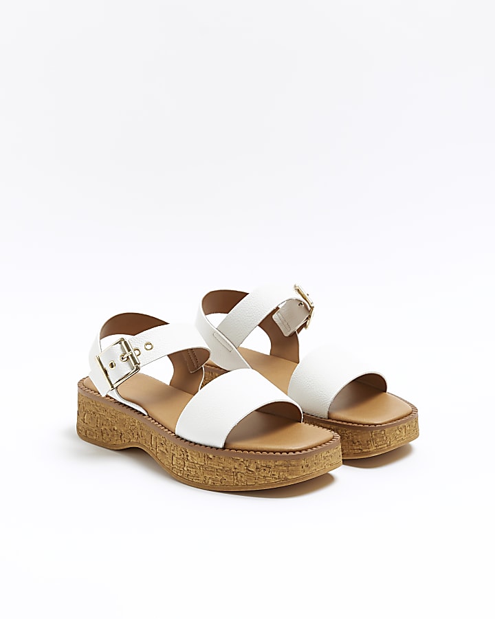 White cork flatform sandals | River Island