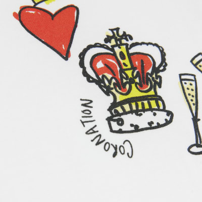 White coronation print tshirt River Island