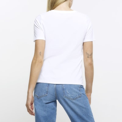 White coronation print tshirt River Island