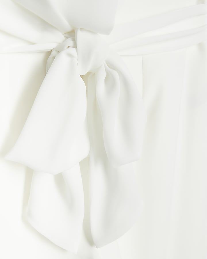 White corsage halter neck jumpsuit