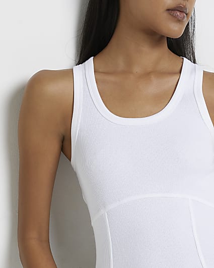 White corset detail vest top