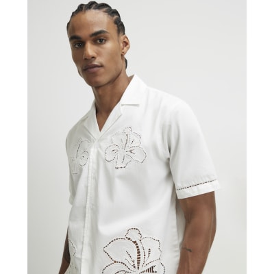 White Cotton Cutwork Shirt
