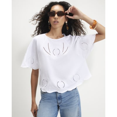 Cotton Embroidered Cutwork T Shirt