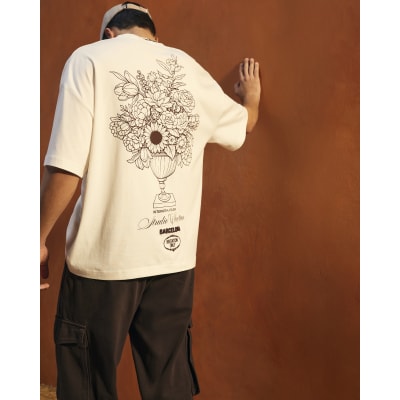 White Cotton Floral Vase T-Shirt